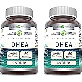 Amazing Formulas DHEA 100 Mg per Serving | Tablets Supplement | Non-GMO | Gluten-Free | Made in USA (2 Pack | 120 Count)