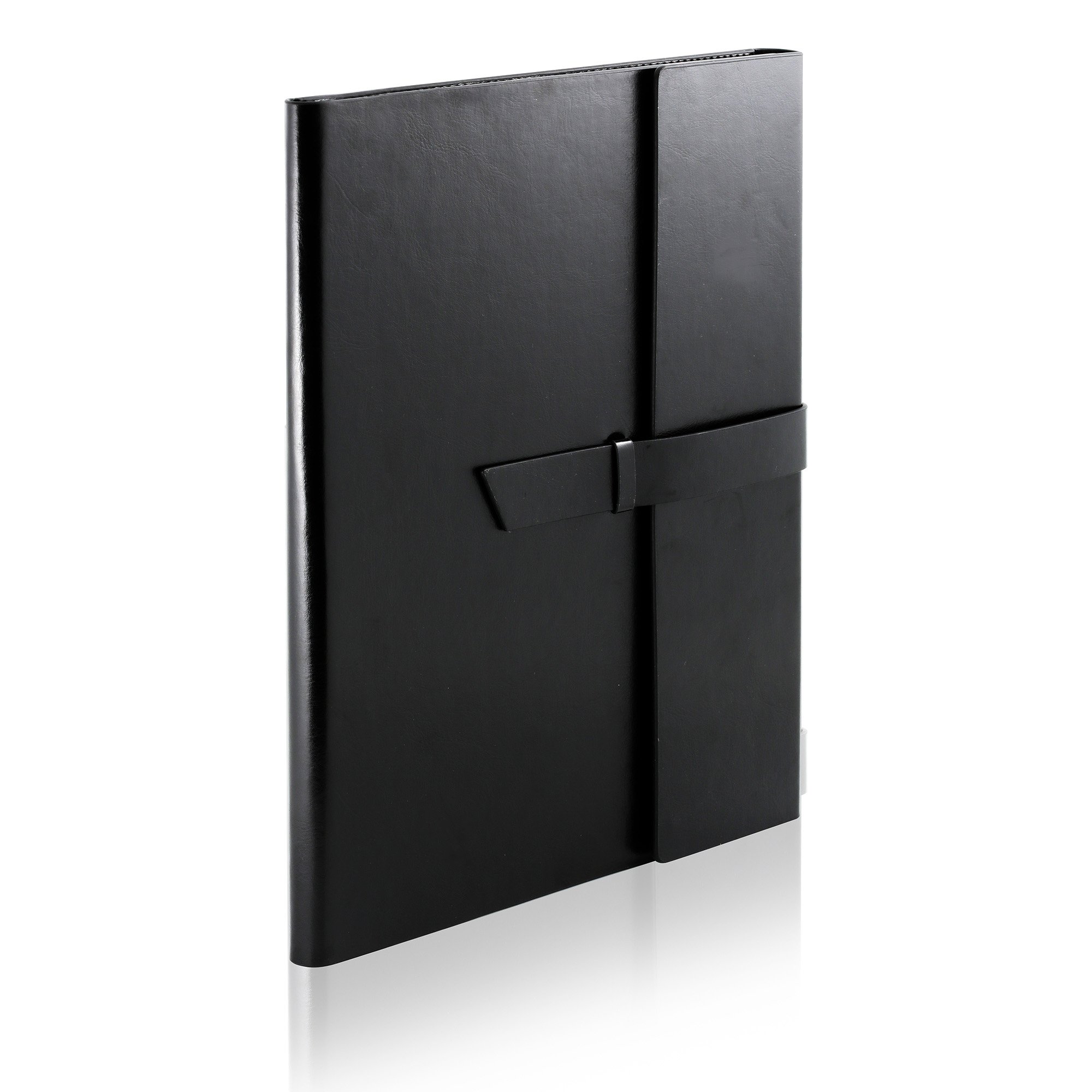 Vegan Leather Padfolio Portfolio Folder Slim Notebook Note Pad Holder Refillable Business Organizer by Gallaway Leather, Black