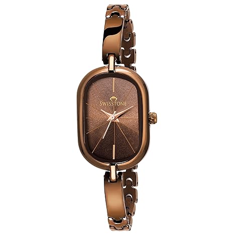 Brown Plated Bracelet Analogue Display Wrist Watch for Women