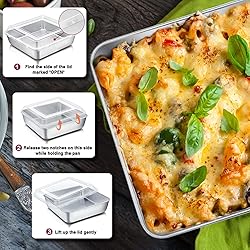 P&P CHEF Square Baking Cake Pan with Lid, Stainless