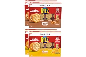 RITZ Peanut Butter and Cheese Sandwich Crackers Variety Pack, Lunch Snacks, 32 Snack Packs (6 Crackers Per Pack)