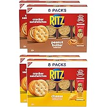 RITZ Peanut Butter and Cheese Sandwich Crackers Variety Pack, Lunch Snacks, 32 Snack Packs (6 Crackers Per Pack)