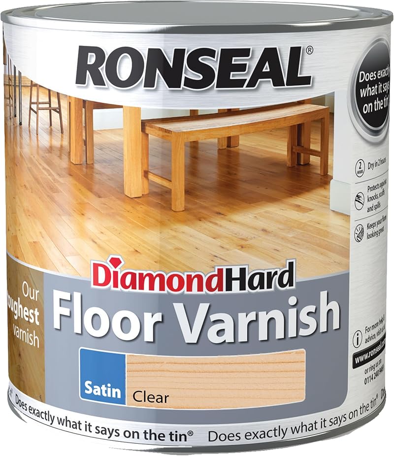 Ronseal Diamond Hard Floor Varnish Clear Satin 2.5L Wood Protection