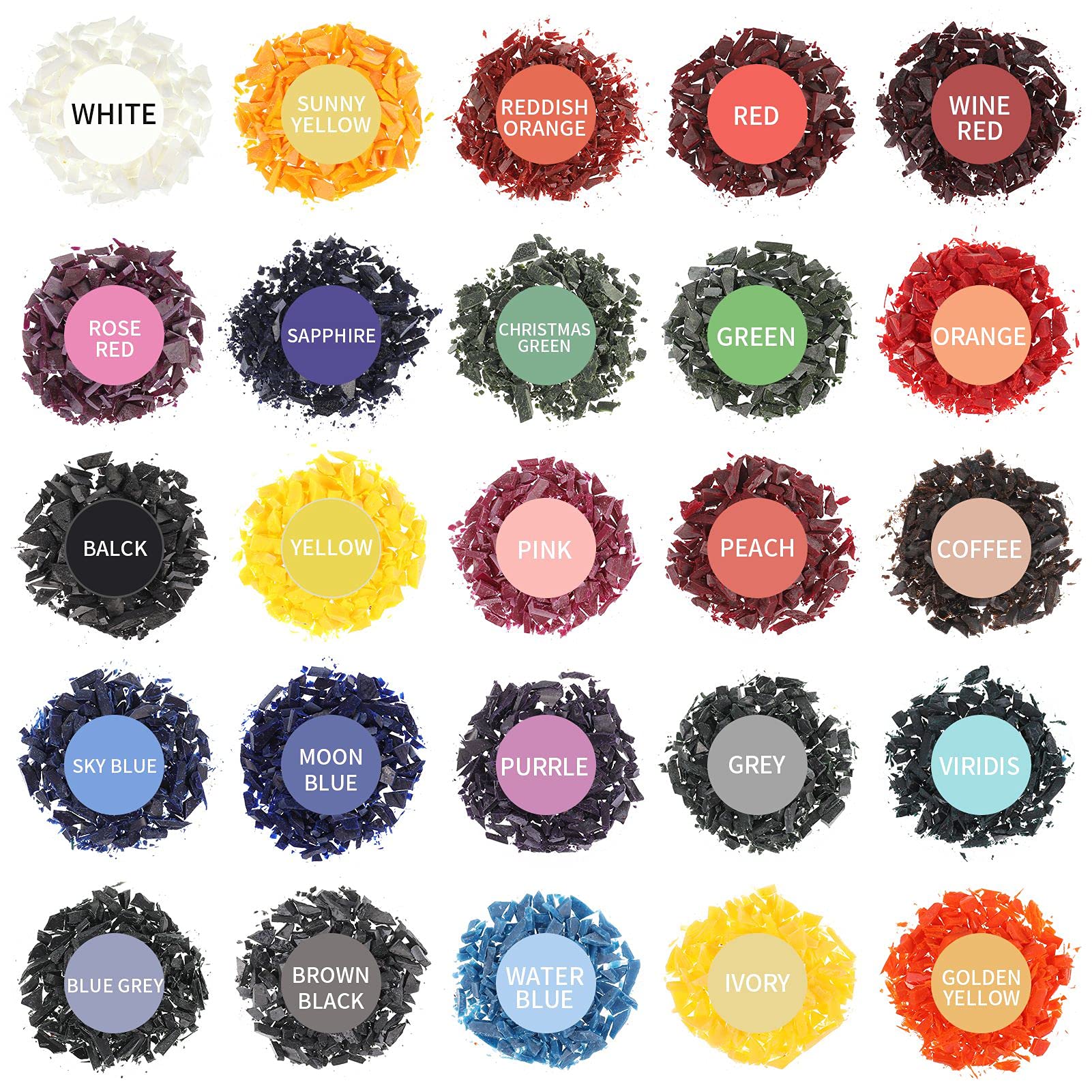 JOELELI DIY Candle Dye Wax Dyes - 25 Colours Soy Wax Dye Flakes, 5g per Packet for Soap & Candles Making