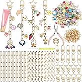 Lyukii 344Pcs DIY Keychain Making Kit with Charms, 20 Keychains Clips 20 Extender Chain 100 Charm Jewelry, Lipgloss Charm Keychain kit,Jewelry Craft Supplies for Making Your Own Keychains