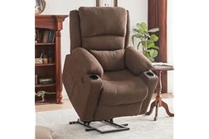 WILLOVE Lift Chairs Recliner for Elderly, Heat and Massage Chair Recliner, Electric Power Recliner with Cupholder, Extended Footrest, USB & Type C Ports, Velvet Brown