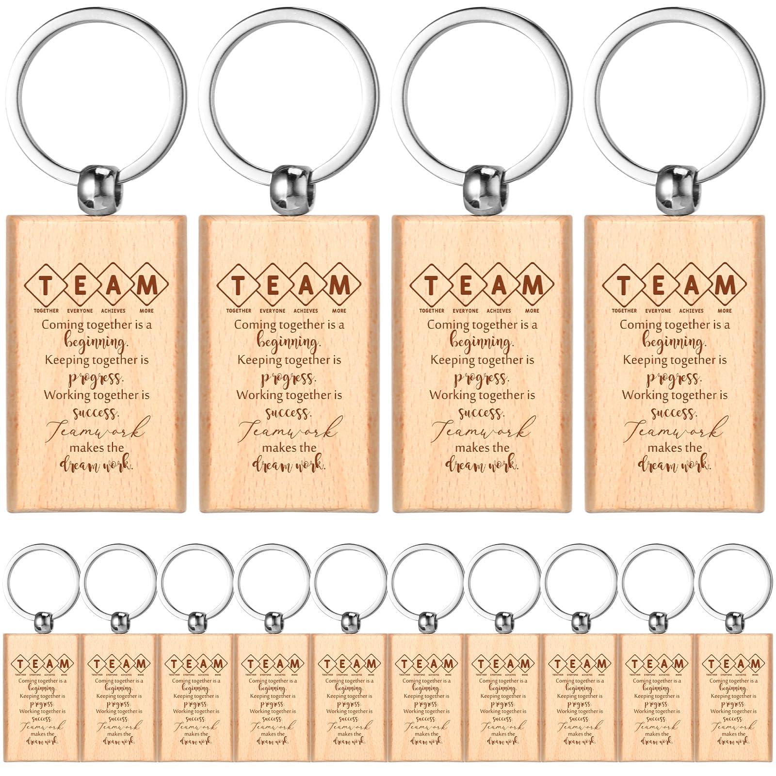 Photo 1 of Fumete 20 Pcs Employee Appreciation Gift Wooden Keychain Inspirational Gift for Back to School Teachers Staff Volunteer(Team)