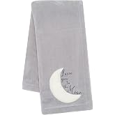 Lambs &amp; Ivy Goodnight Moon Gray Appliqued and Embroidered Fleece Baby Blanket