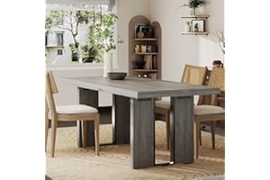 Gyfimoie 71" Large Dining Table, Rustic Farmhouse Dinner Table for 6 to 8 People, Rectangular Thick Kitchen Table with Heavy Duty Legs for Dining Room (Rustic Gray)