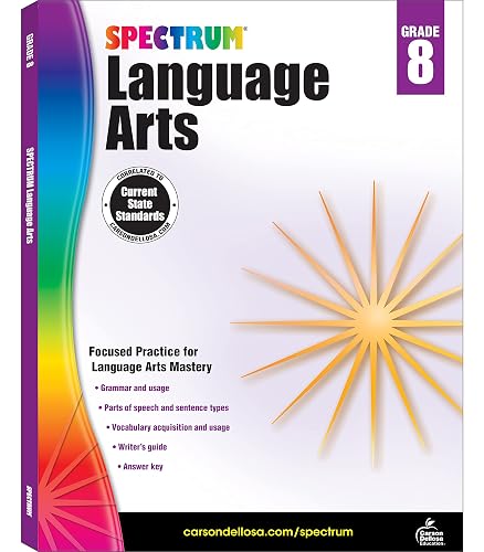 Spectrum 8th Grade Language Arts Workbook, Middle Grade Books Covering