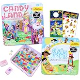 Magnetic Game Travel Set for Kids - Bundle with 2 Travel Games in Tin | Magnetic Travel Games Candyland, Chutes/Ladders Plus Stickers, More | Hasbro Travel Games for Kids 8-12