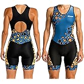 Wixen Sports Women's Triathlon Tri-Suit, Blue, Sleeveless, Racerback, Bodysuit, Solid, Quick-Drying