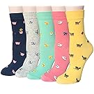 Chalier 5 Pairs Womens Cute Animal Socks Colorful Funny Casual Cotton Crew Socks,Style 01,Free size