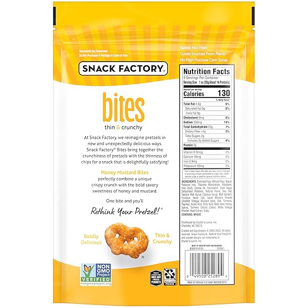 SNACK FACTORY HONEY MUSTARD BITES, 9 OZ BAG