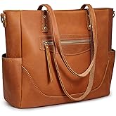 S-ZONE Genuine Leather Tote Bag for Women Large Shoulder Purses Work Handbags with Crossbody Strap Vintage