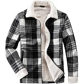 Fozexi Women's Flannel Sherpa Lined Full Zip Plaid Fleece Jacket for Women | Warm Sherpa Collar &amp; Cuff Trim, Smooth Full Zip Closure, Handy Side Pockets, Loose Relaxed Fit for Easy Layering