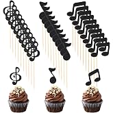 DOPENSPI 30 PCS Music Notes Cupcake Toppers, Musical Notes Cupcake Picks | Musical Symbols Cake Decoration Music Theme Party Decorations with Wooden Toothpicks for Birthday Wedding Party