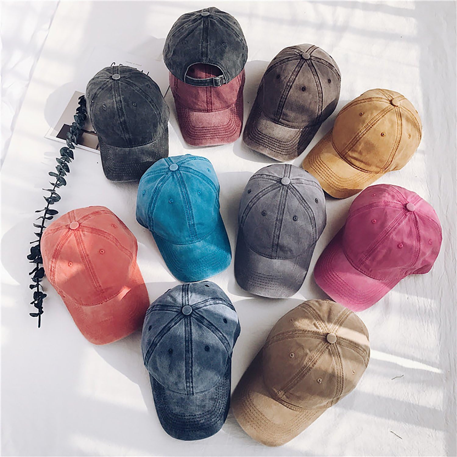 Unisex Vintage Washed Distressed Baseball Cap Twill Adjustable Dad Hat, C-burgundy, One Size at  Women’s Clothing store