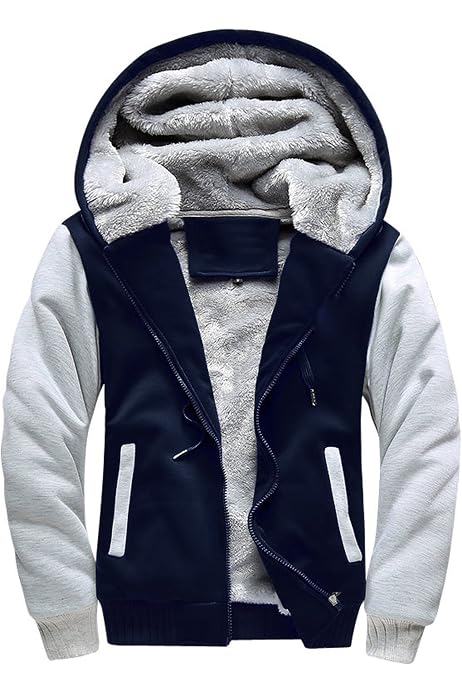 Fur Lined Zip Up Fleece Hoodie Jacket 