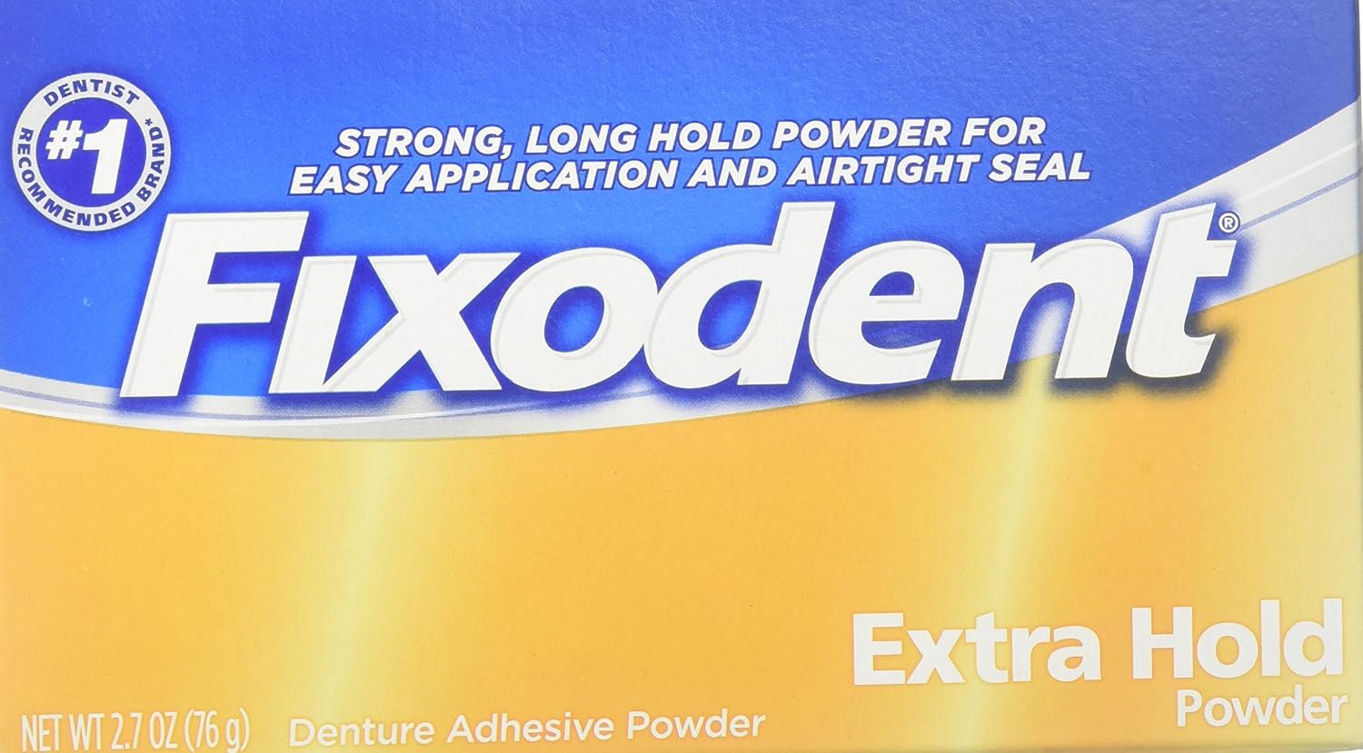 Fixodent Fixodent Denture Adhesive Powder Extra Hold, Extra Hold 2.7 Oz, Chrome, 2.7 Ounce