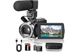 Rawiemy Video Camera Camcorder FHD 1080P 36MP YouTube Vlogging Camera Recorder 3.0 Inch 270 Degree Rotation Screen 18X Digital Zoom Camcorders with Microphone,32GB SD Card and 2 Batteries