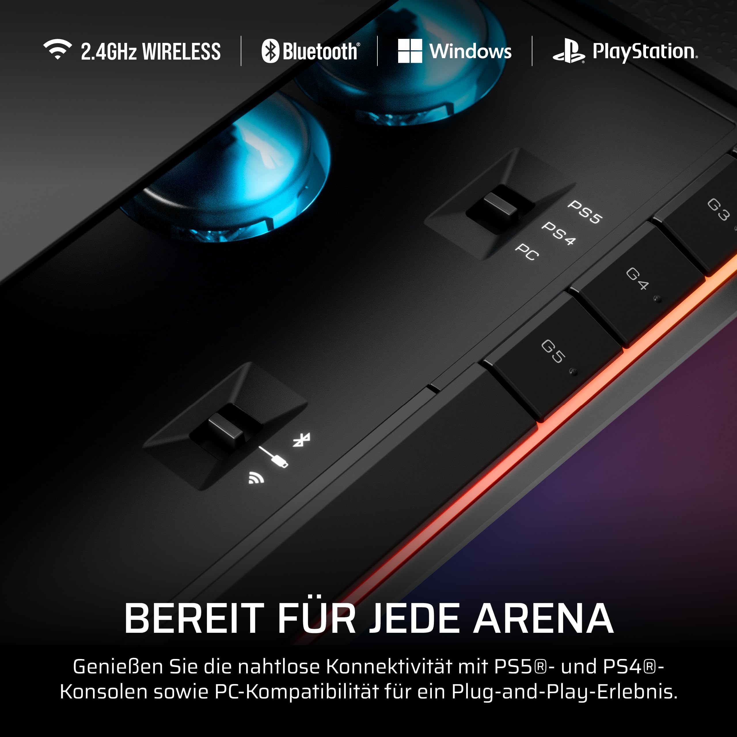 CORSAIR NOVABLADE PRO Kabel und Hebelloser Controller mit Hall-Effekt – 15-Haupttasten-Layout, 1000Hz-Polling, 2,4 GHz Kabellos, SOCD, MGX Hyperdrive Hall-Effekt-Magnetschalter, PS5, PS4, PC – Schwarz 9