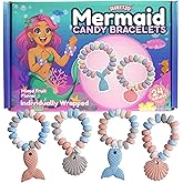 Mermaid Candy Bracelets, 24 Individually Wrapped Edible Jewelry, Girls Birthday Party Favors, 10.16 Ounces