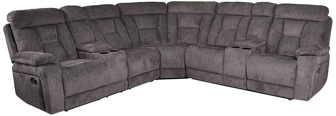 Homelegance Rosnay Manual Reclining Sectional with Console, Chocolate