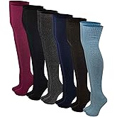 SUMONA 6 pairs Women Wool Cable Knit Knee High/Thigh High/Crew Winter Boot Socks 9-11 (6 Pairs Over Knee High, 9-11)