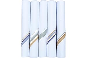 Caruso Italy Men's Premium 100% Pure Cotton Handkerchief Colored Border - (46x46 cm)