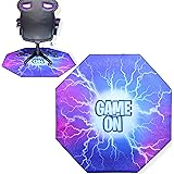 Gaming Chair Mat Game On - Octagon Shaped Non-Slip Rubber - Protect Floors and Chair Casters - Noise Cancelling - Water Resis