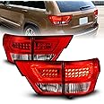 AmeriLite for 2011-2013 Jeep Grand Cherokee WK2 LED Tube Red Replacement Tail Lights Assembly Set - Passenger and Driver Side