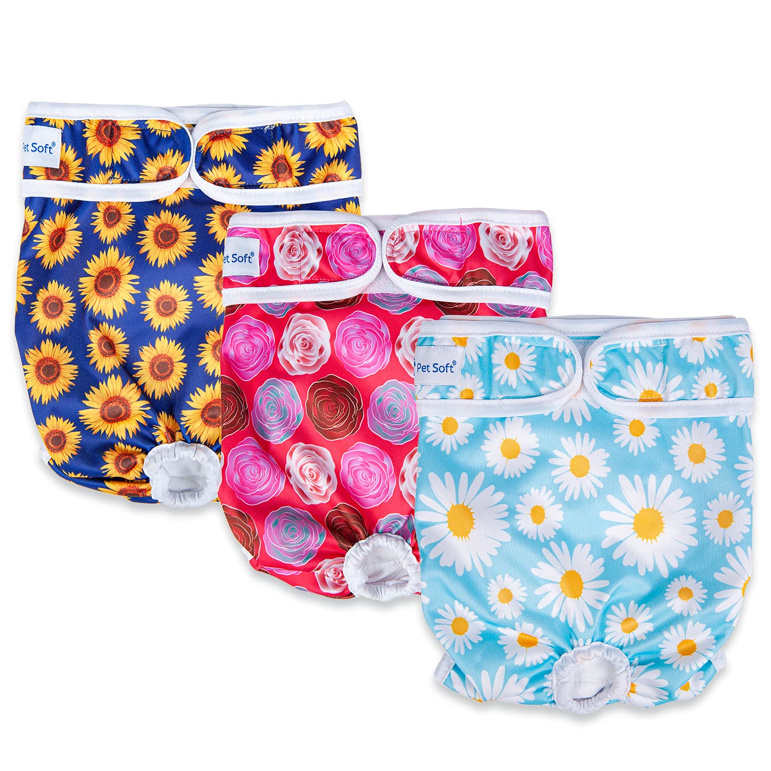 Pet Soft Dog Nappies Female - Washable Female Period Pants for Dogs Pets, Incontinence Reusable Dog Diapers 3Pack — image 1