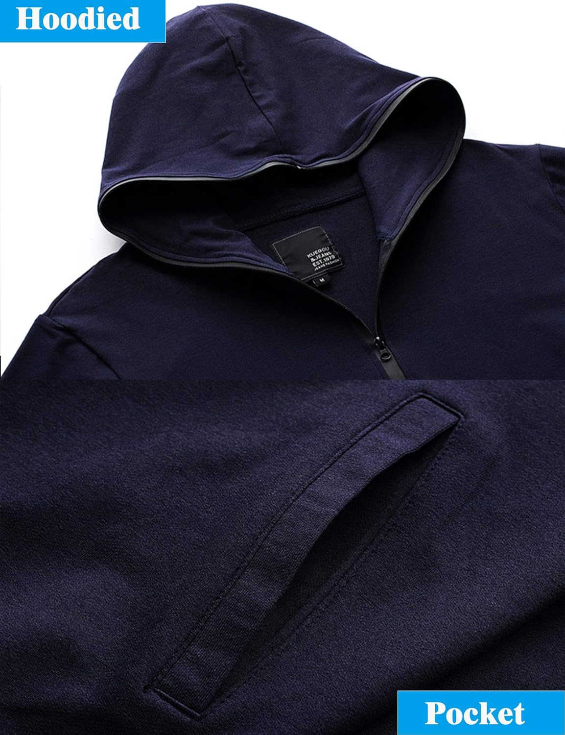 LecGee Men's Hooded Sweatshirt Casual Long Sleeve Pullover Hoodie 1/2 Zip Hoodies with Pockets at  Men’s Clothing store