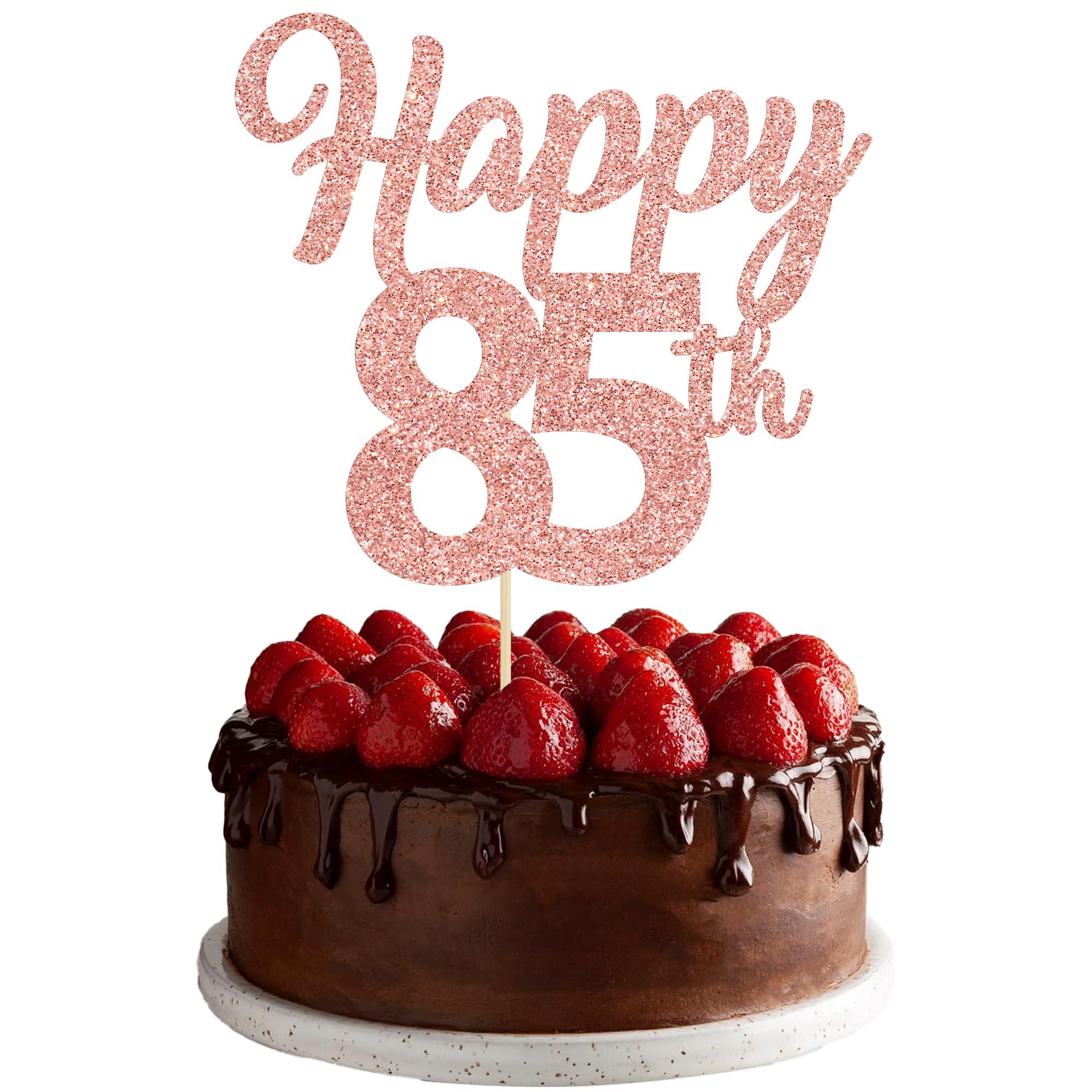 3Pcs Happy 85th Cake Topper Rose Gold Glitter Number 85 Decorations 85th Birthday Cake Pick Decorations for Cheers to 85 Years Old 85th Birthday Wedding Anniversary Party Supplies