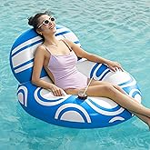 Sloosh Inflatable Pool Float Lounger - River Tube Floating Chair Sofa with Big Backrest, Blow Up Floaties Lake Raft Lounge wi