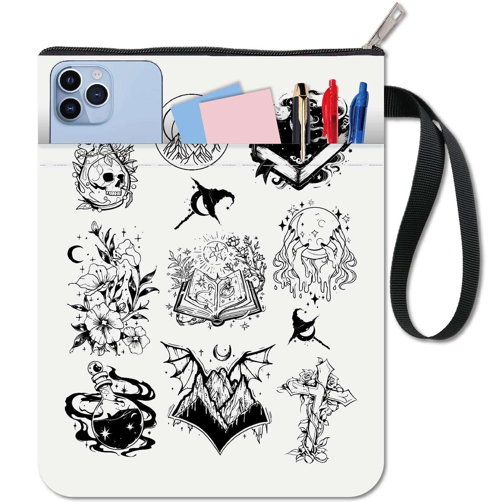 CRASPIRE Magic Elements Book Sleeve Divination Book Covers Halloween Book Protector for Paperbacks Washable Fabric Cloth Book Cover with Zipper and Extra Sleeve Pocket for Book Lovers Classmate Gifts