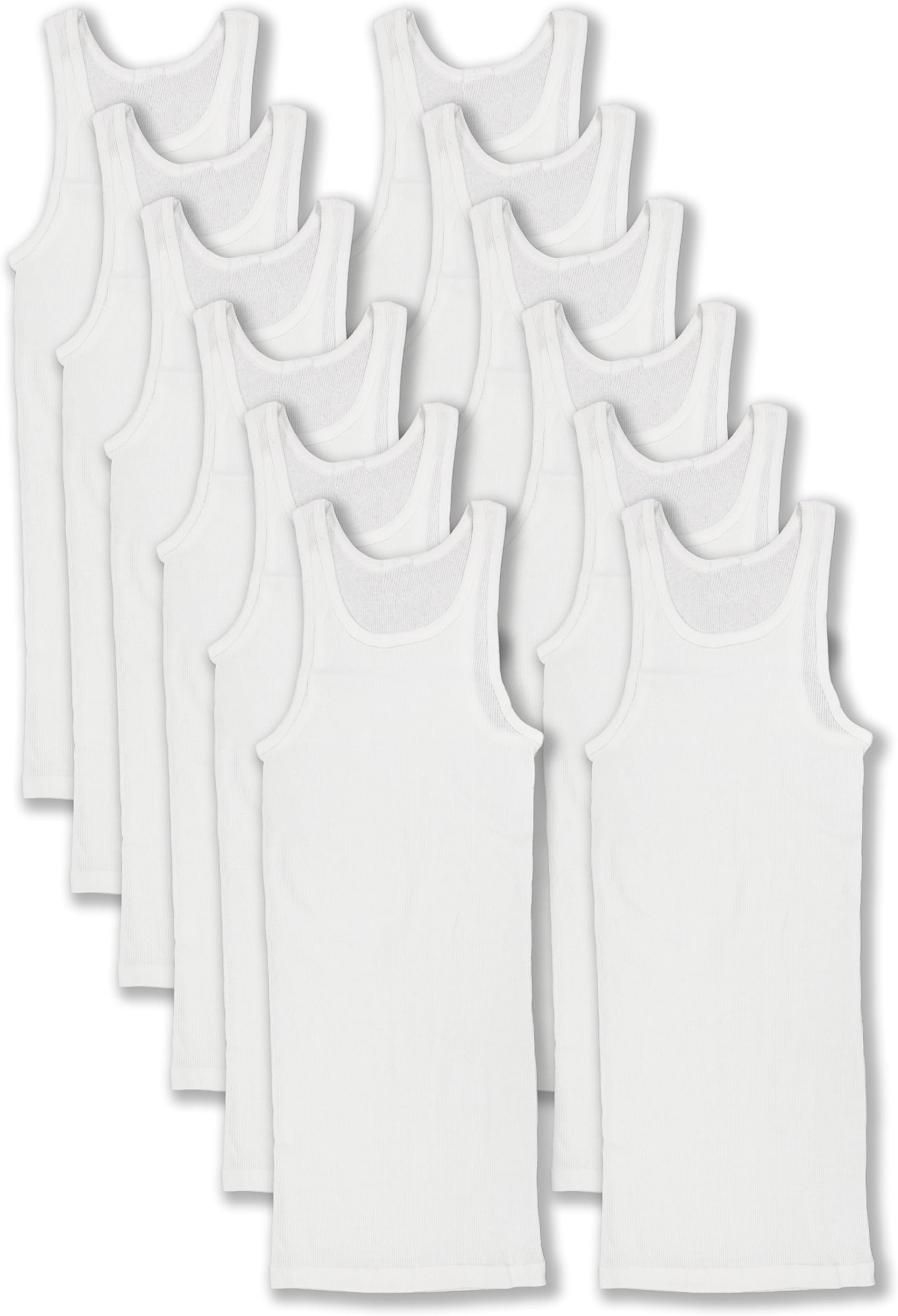 Basics Boys' 12 Pack Color A-Shirt Sport Tank Top Undershirts