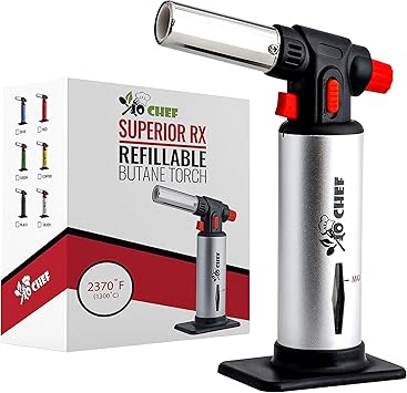 Amazon Com Kitchen Torch Blow Torch Refillable Butane Torch With Safety Lock Adjustable Flame Fuel Gauge Culinary Torch Creme Brulee Torch For Cooking Food Baking Bbq Free E Book