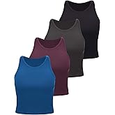 4 Pieces Basic Crop Tank Tops Women Racerback Crop Tops Cotton Sport for Girls Lady Daily Wearing