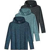 Orrstarry 3 Pack Dry-Fit Youth Boys Long Sleeve Athletic Hoodie Sweatshirts Active Hooded Pullover Shirts for Teen Kids