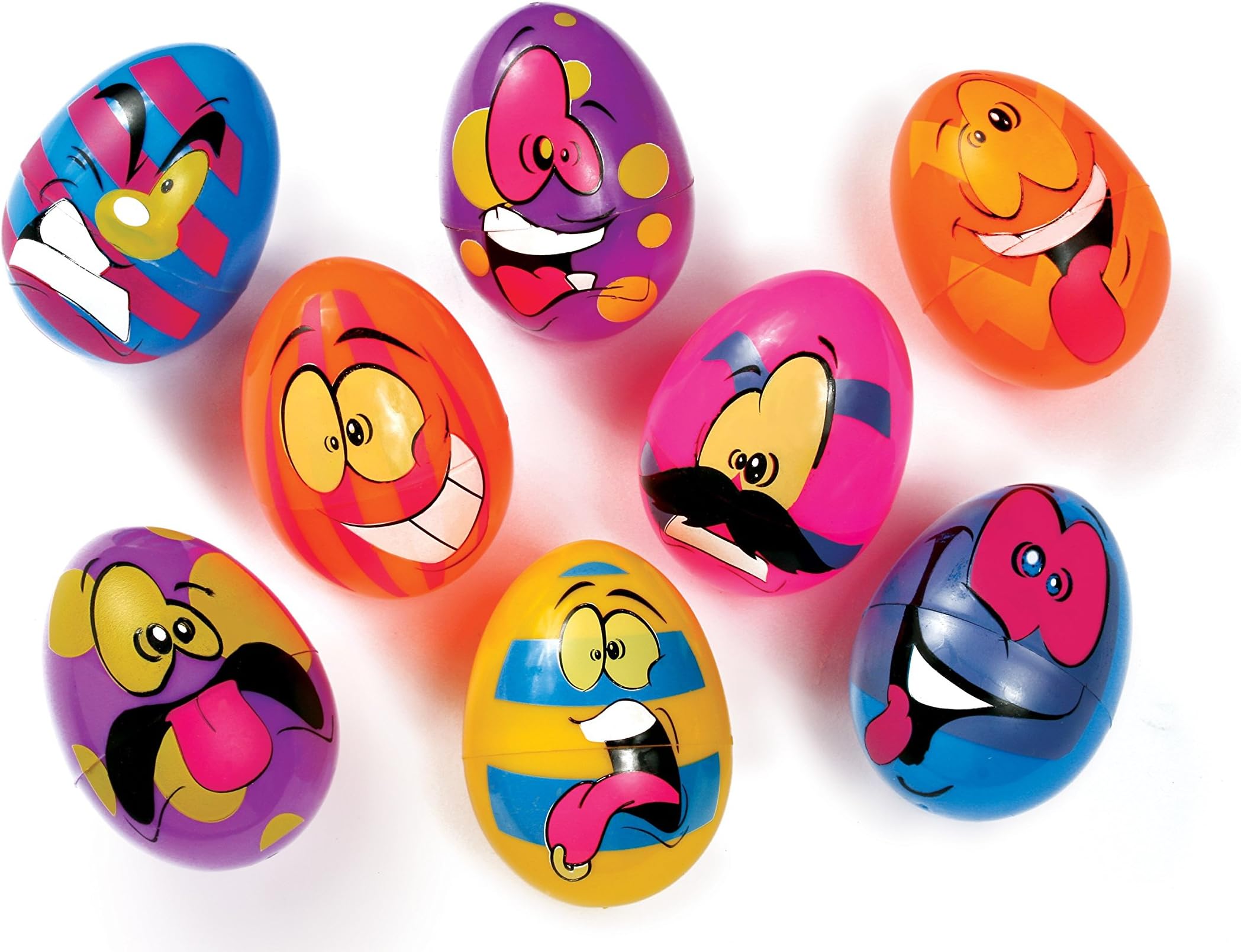 Easter Decorations Fillable Eggs - Set of 6 Crazy Funny Faces