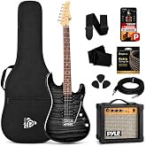 Pyle Electric Guitar Kit with Amp, Full Size Instrument with Humbucker Pickups, Guitarra Electrica Amplifier and Beginner Bundle Accessories, 39" Legacy Black