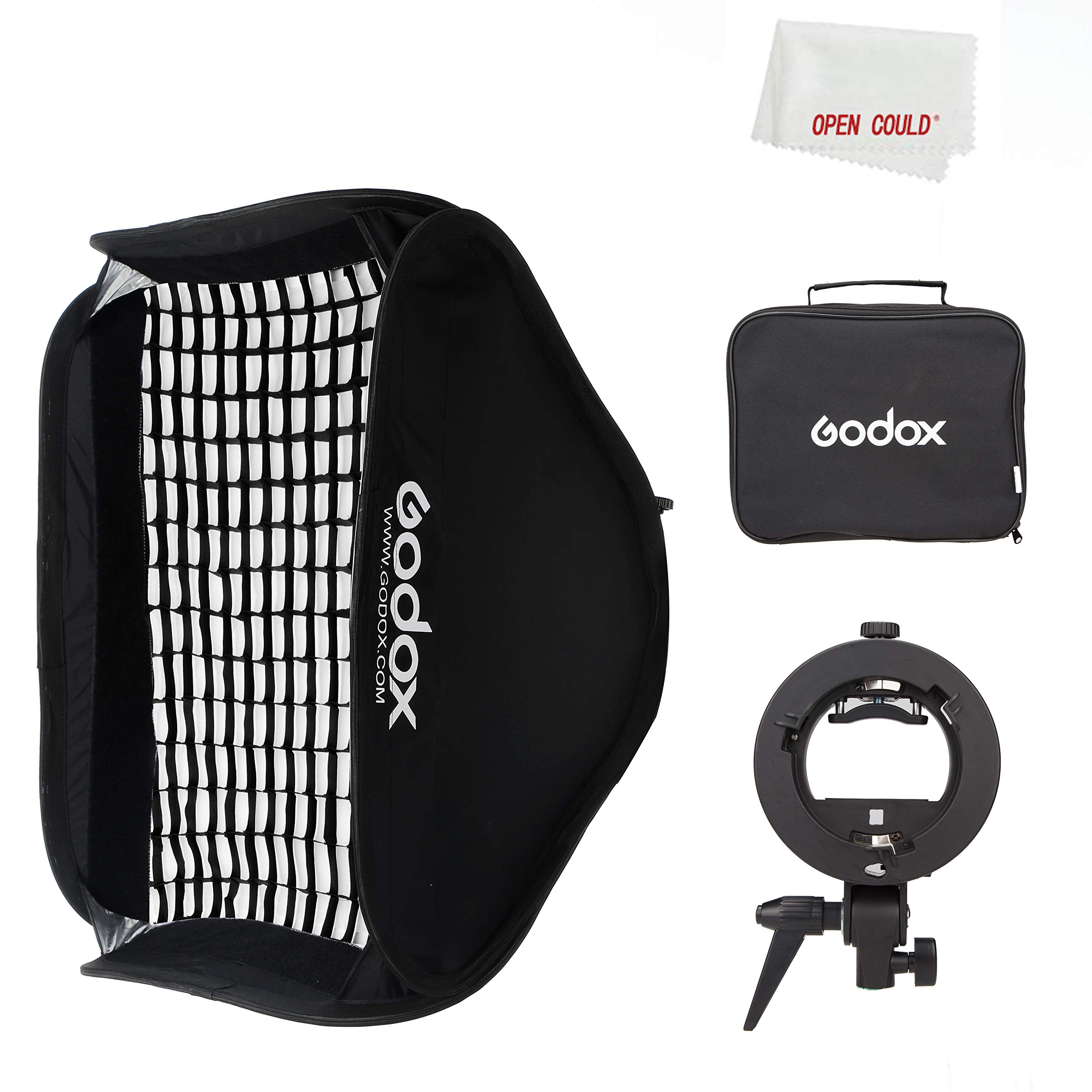 GODOX Bowen Mount S-Type Bracket, S-Type 50 x 50 cm 20 x 20 Inch Folding Storage Softbox with Honeycomb Grid + Carry Bag for Outdoor Shooting Creative Shooting (S-Type 50 x 50)