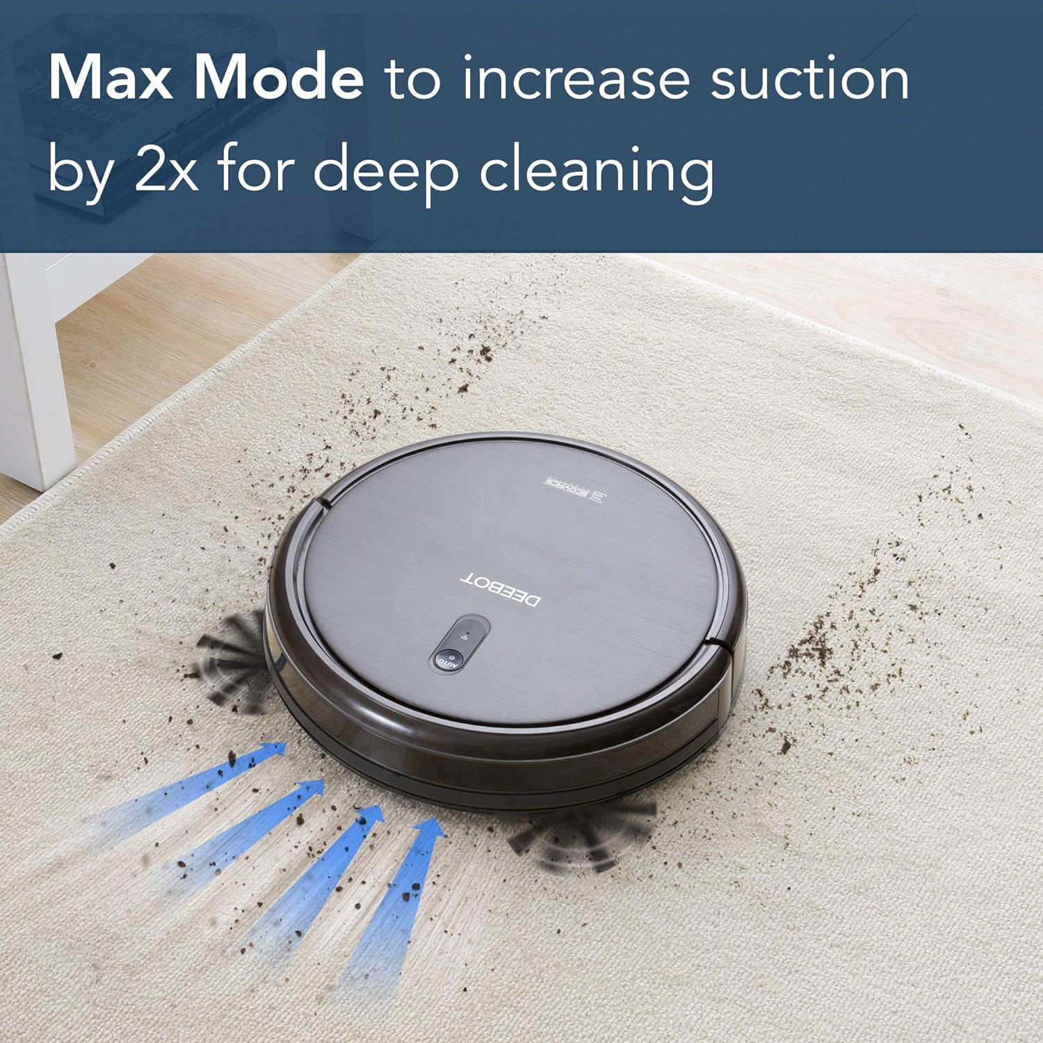 Ecovacs DEEBOT N79S Robotic Vacuum Cleaner with Max Power Suction, Upto 110 Min Runtime, Hard Floors and Carpets, Works with Alexa, App Controls, Self-Charging, Quiet -