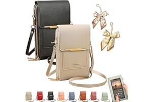 Women's Touch Screen Mobile Phone Messenger Bag, RFID Leather Crossbody Wallet Purse, Anti-Theft Shoulder Strap