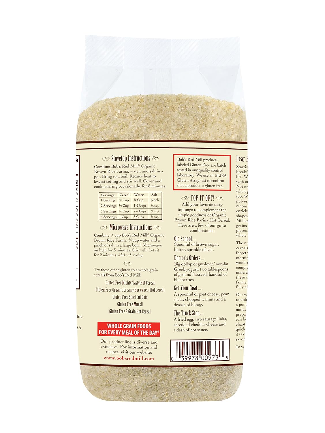 Brown Rice Farina Nutrition Facts Runners High Nutrition