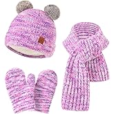Kids Hat Scarf Gloves Set Girl Ages 3-5 4-6, Toddler Winter Fleece Lined Beanie Hats Mittens 2t Boys Baby 6-12 9 12-18 Months