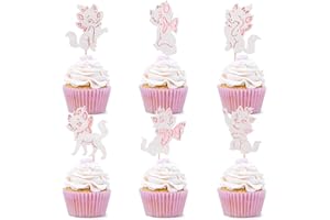 Cyodoos 24PCS Cat Cupcake Toppers Shiny Pink Cat Baby Shower Cupcake Selection Cute Cat Theme Princess Theme Bridal Shower Wedding Anniversary Party Decoration Pink