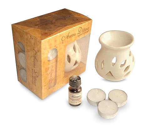 Pure Source India Ceramic Aroma Set (White)